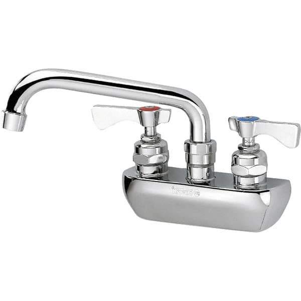 Krowne - Wall Mount, Low Arc Service Sink Faucet - Two Handle, Color Coded, Blade Handle, Swing Spout and Nozzle, No Drain - Industrial Tool & Supply