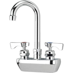 Krowne - Wall Mount, High Arc Service Sink Faucet - Two Handle, Color Coded, Blade Handle, Gooseneck Spout and Nozzle, No Drain - Industrial Tool & Supply