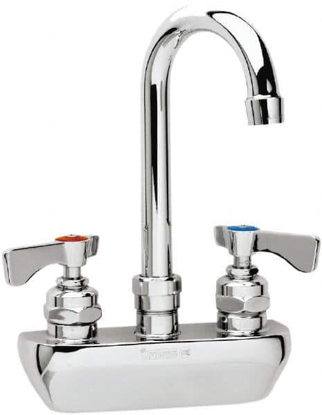 Krowne - Wall Mount, High Arc Service Sink Faucet - Two Handle, Color Coded, Blade Handle, Gooseneck Spout and Nozzle, No Drain - Industrial Tool & Supply