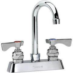 Krowne - Deck Mount, High Arc Deck Mount Faucet - Two Handle, Color Coded, Blade Handle, Gooseneck Spout and Nozzle, No Drain - Industrial Tool & Supply