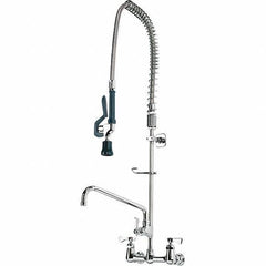 Krowne - Wall Mount, Add On Faucet for Pre-Rinse Units with Spray - Two Handle, Color Coded, Blade Handle, Gooseneck Spout with Hose, No Drain - Industrial Tool & Supply