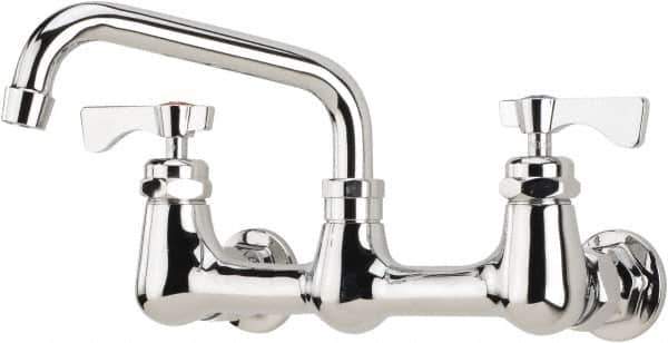 Krowne - Wall Mount, Low Arc Service Sink Faucet - Two Handle, Color Coded, Blade Handle, Swing Spout and Nozzle, No Drain - Industrial Tool & Supply