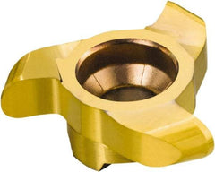 Sandvik Coromant - 327-RM RM Grade 1025 Carbide Groove Milling Tip Insert - TiAlN/TiN Finish, 3 Flutes, 21.7mm Cutting Diam, 4.5mm Depth of Cut, 5.75mm Extension, 0.3937" Cnr Rad - Industrial Tool & Supply