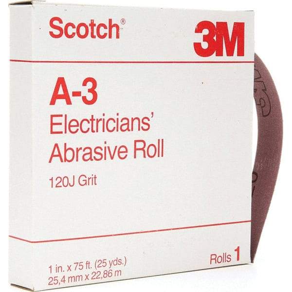 3M - 1" x 25 Yd 120 Grit Aluminum Oxide Shop Roll - Fine Grade - Industrial Tool & Supply