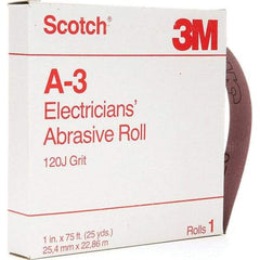 3M - 1" x 25 Yd 120 Grit Aluminum Oxide Shop Roll - Fine Grade - Industrial Tool & Supply