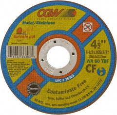 Camel Grinding Wheels - 5" 60 Grit Aluminum Oxide Cutoff Wheel - 0.04" Thick, 7/8" Arbor, 12,250 Max RPM - Industrial Tool & Supply