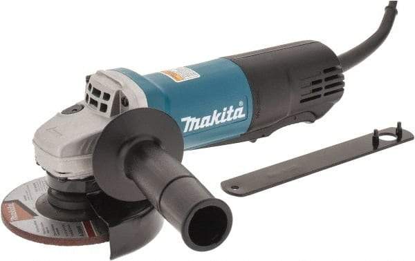 Makita - 4-1/2" Wheel Diam, 10,000 RPM, Corded Angle & Disc Grinder - 5/8-11 Spindle, 120 Volts, 7.5 Amps, Side Exhaust - Industrial Tool & Supply
