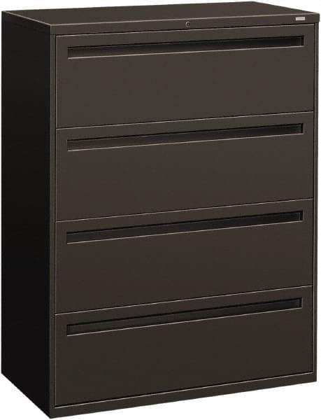 Hon - 42" Wide x 53-1/4" High x 19-1/4" Deep, 4 Drawer Lateral File - Steel, Charcoal - Industrial Tool & Supply