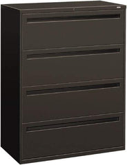 Hon - 42" Wide x 53-1/4" High x 19-1/4" Deep, 4 Drawer Lateral File - Steel, Charcoal - Industrial Tool & Supply