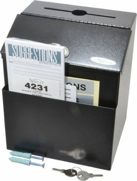 Safco - 7-1/8 Inch Wide x 6 Inch Deep x 8-1/2 Inch High Suggestion Box - Black - Industrial Tool & Supply