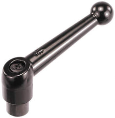 KIPP - M4 x 0.7, 13mm Hub Diam, Zinc Die Cast (Steel Components) Tapped Adjustable Clamping Lever - 46mm OAL, 32.5mm High, 9mm Hole Depth - Industrial Tool & Supply