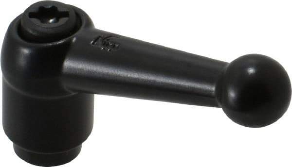 KIPP - M5 x 0.8, 13mm Hub Diam, Zinc Die Cast (Steel Components) Tapped Adjustable Clamping Lever - 46mm OAL, 32.5mm High, 9mm Hole Depth - Industrial Tool & Supply