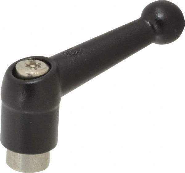 KIPP - M6 x 1.0, 13mm Hub Diam, Zinc Die Cast (Stainless Steel Components) Tapped Adjustable Clamping Lever - 46mm OAL, 32.5mm High, 9mm Hole Depth - Industrial Tool & Supply
