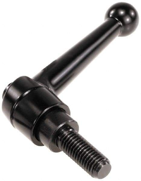 KIPP - 3/8-16, 0.83" Hub Diam, Zinc Die Cast (Steel Components) Threaded Stud Adjustable Clamping Lever - 0.79" Stud Length, 3.54" OAL, 2.26" High - Industrial Tool & Supply