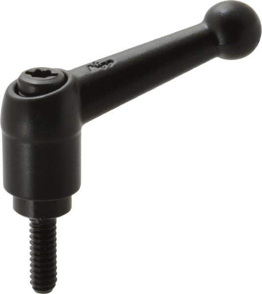 KIPP - #10-24, 13mm Hub Diam, Zinc Die Cast (Steel Components) Threaded Stud Adjustable Clamping Lever - 0.59" Stud Length, 46mm OAL, 32.5mm High - Industrial Tool & Supply