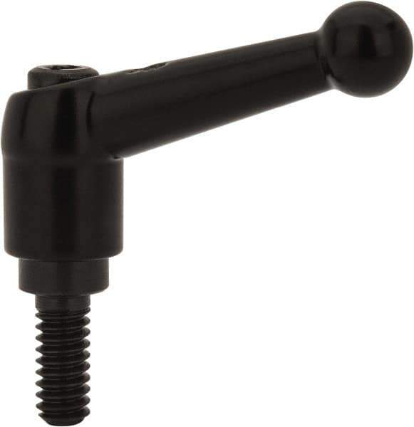 KIPP - 1/4-20, 13mm Hub Diam, Zinc Die Cast (Steel Components) Threaded Stud Adjustable Clamping Lever - 0.59" Stud Length, 46mm OAL, 32.5mm High - Industrial Tool & Supply