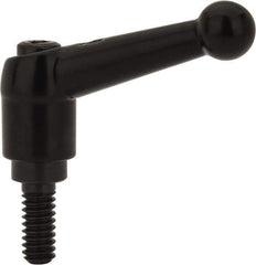 KIPP - 1/4-20, 13mm Hub Diam, Zinc Die Cast (Steel Components) Threaded Stud Adjustable Clamping Lever - 0.59" Stud Length, 46mm OAL, 32.5mm High - Industrial Tool & Supply