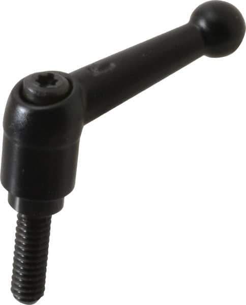 KIPP - 1/4-20, 13mm Hub Diam, Zinc Die Cast (Steel Components) Threaded Stud Adjustable Clamping Lever - 0.79" Stud Length, 46mm OAL, 32.5mm High - Industrial Tool & Supply