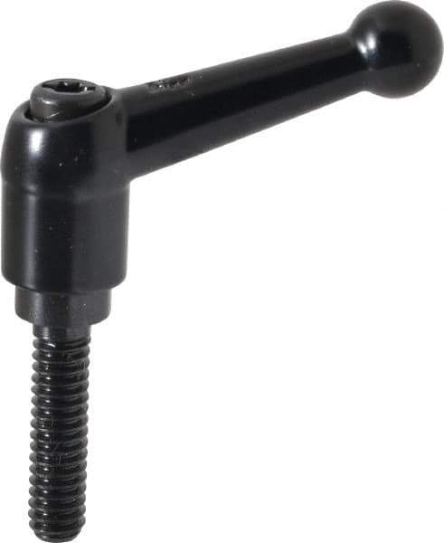 KIPP - 1/4-20, 13mm Hub Diam, Zinc Die Cast (Steel Components) Threaded Stud Adjustable Clamping Lever - 0.98" Stud Length, 46mm OAL, 32.5mm High - Industrial Tool & Supply