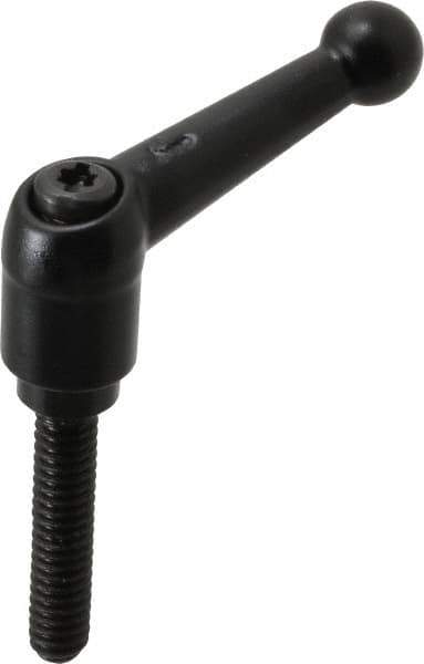 KIPP - 1/4-20, 13mm Hub Diam, Zinc Die Cast (Steel Components) Threaded Stud Adjustable Clamping Lever - 1.18" Stud Length, 46mm OAL, 32.5mm High - Industrial Tool & Supply