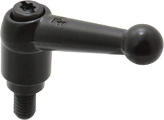 KIPP - M6 x 1.0, 13mm Hub Diam, Zinc Die Cast (Steel Components) Metric Threaded Stud Adjustable Clamping Lever - 10mm Stud Length, 46mm OAL, 32.5mm High - Industrial Tool & Supply