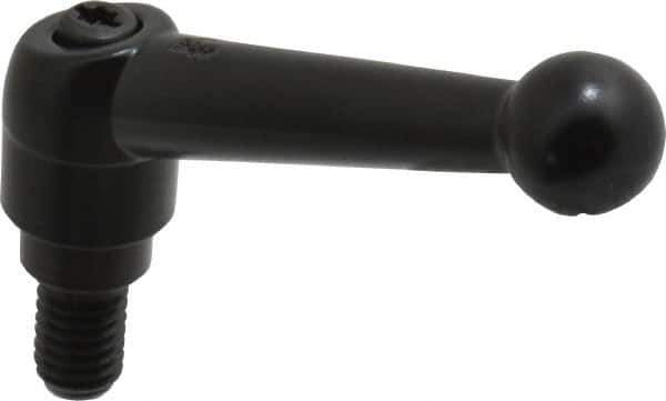 KIPP - 3/8-16, 0.71" Hub Diam, Zinc Die Cast (Steel Components) Threaded Stud Adjustable Clamping Lever - 0.59" Stud Length, 2.87" OAL, 1.79" High - Industrial Tool & Supply