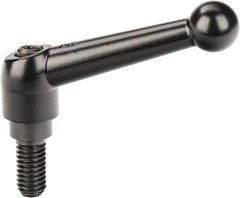 KIPP - 3/8-16, 0.71" Hub Diam, Zinc Die Cast (Steel Components) Threaded Stud Adjustable Clamping Lever - 0.79" Stud Length, 2.87" OAL, 1.79" High - Industrial Tool & Supply