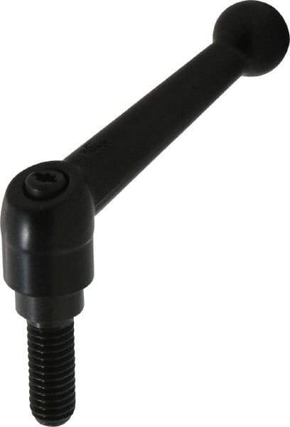 KIPP - 3/8-16, 0.71" Hub Diam, Zinc Die Cast (Steel Components) Threaded Stud Adjustable Clamping Lever - 0.98" Stud Length, 2.87" OAL, 1.79" High - Industrial Tool & Supply