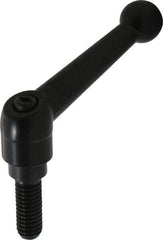 KIPP - 3/8-16, 0.71" Hub Diam, Zinc Die Cast (Steel Components) Threaded Stud Adjustable Clamping Lever - 0.98" Stud Length, 2.87" OAL, 1.79" High - Industrial Tool & Supply