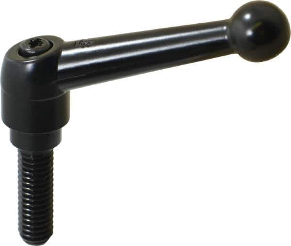 KIPP - 3/8-16, 0.71" Hub Diam, Zinc Die Cast (Steel Components) Threaded Stud Adjustable Clamping Lever - 1.18" Stud Length, 2.87" OAL, 1.79" High - Industrial Tool & Supply