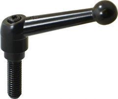 KIPP - 3/8-16, 0.71" Hub Diam, Zinc Die Cast (Steel Components) Threaded Stud Adjustable Clamping Lever - 1.18" Stud Length, 2.87" OAL, 1.79" High - Industrial Tool & Supply