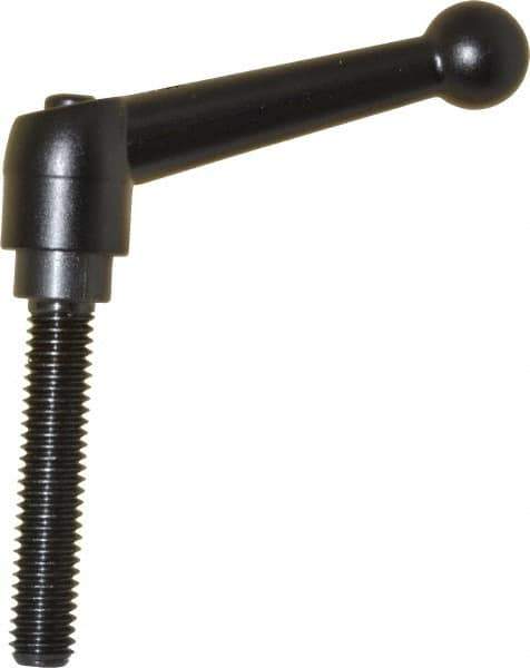 KIPP - 3/8-16, 0.71" Hub Diam, Zinc Die Cast (Steel Components) Threaded Stud Adjustable Clamping Lever - 1.97" Stud Length, 2.87" OAL, 1.79" High - Industrial Tool & Supply