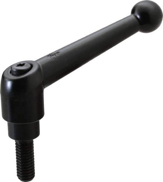 KIPP - 3/8-16, 0.83" Hub Diam, Zinc Die Cast (Steel Components) Threaded Stud Adjustable Clamping Lever - 0.98" Stud Length, 3.54" OAL, 2.26" High - Industrial Tool & Supply