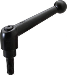KIPP - 3/8-16, 0.83" Hub Diam, Zinc Die Cast (Steel Components) Threaded Stud Adjustable Clamping Lever - 0.98" Stud Length, 3.54" OAL, 2.26" High - Industrial Tool & Supply
