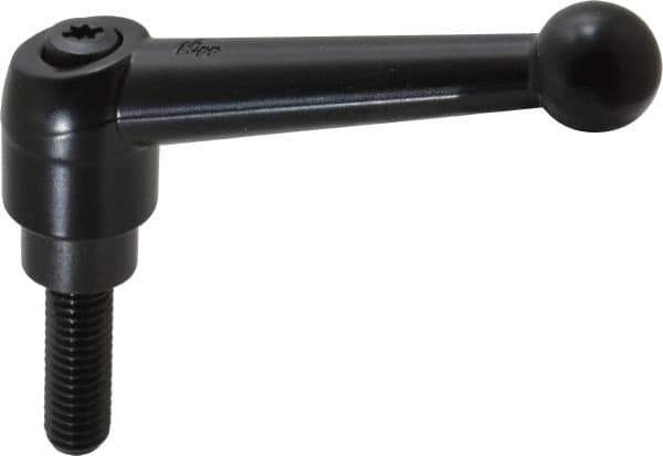 KIPP - 3/8-16, 0.83" Hub Diam, Zinc Die Cast (Steel Components) Threaded Stud Adjustable Clamping Lever - 1.18" Stud Length, 3.54" OAL, 2.26" High - Industrial Tool & Supply