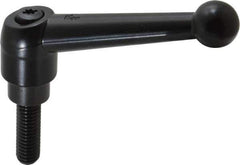 KIPP - 3/8-16, 0.83" Hub Diam, Zinc Die Cast (Steel Components) Threaded Stud Adjustable Clamping Lever - 1.18" Stud Length, 3.54" OAL, 2.26" High - Industrial Tool & Supply