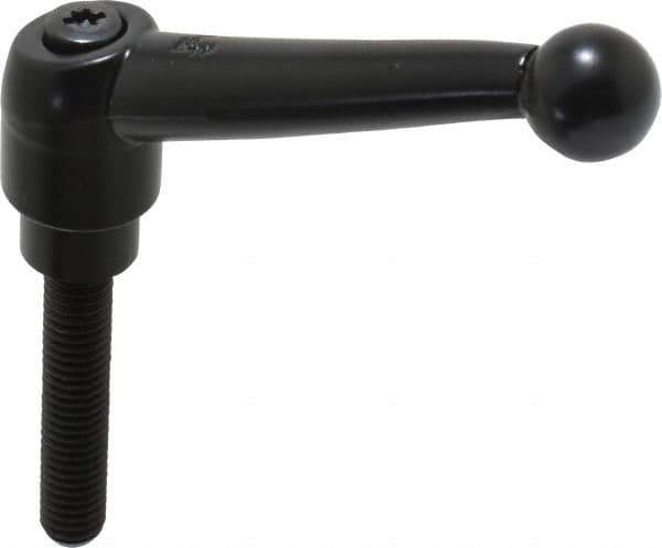 KIPP - 3/8-16, 0.83" Hub Diam, Zinc Die Cast (Steel Components) Threaded Stud Adjustable Clamping Lever - 1.97" Stud Length, 3.54" OAL, 2.26" High - Industrial Tool & Supply