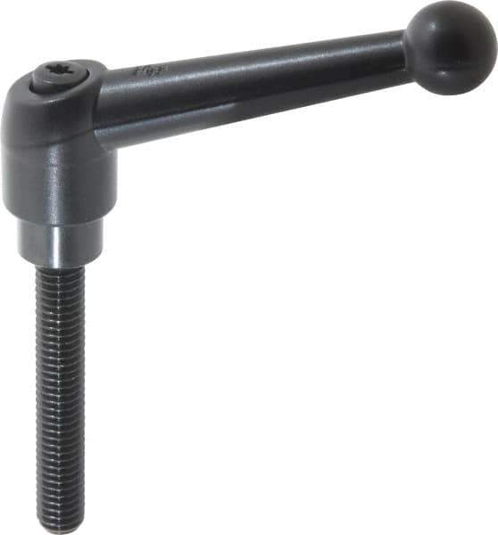 KIPP - 3/8-16, 0.83" Hub Diam, Zinc Die Cast (Steel Components) Threaded Stud Adjustable Clamping Lever - 2.36" Stud Length, 3.54" OAL, 2.26" High - Industrial Tool & Supply