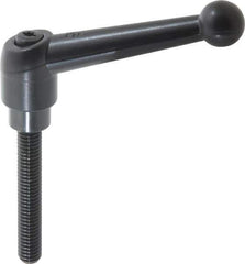 KIPP - 3/8-16, 0.83" Hub Diam, Zinc Die Cast (Steel Components) Threaded Stud Adjustable Clamping Lever - 2.36" Stud Length, 3.54" OAL, 2.26" High - Industrial Tool & Supply