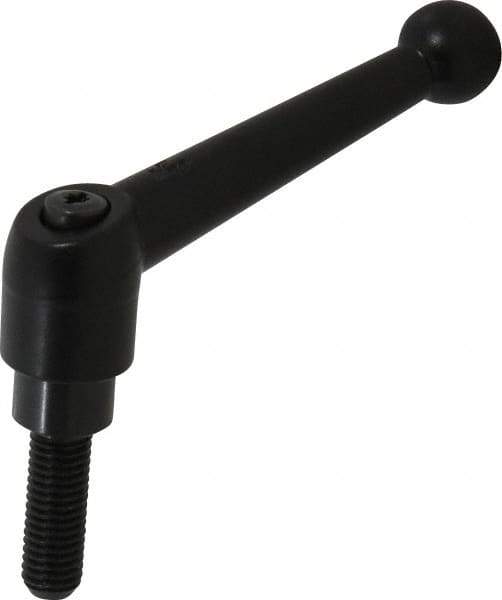 KIPP - M10 x 1.5, 21mm Hub Diam, Zinc Die Cast (Steel Components) Metric Threaded Stud Adjustable Clamping Lever - 30mm Stud Length, 90mm OAL, 57.5mm High - Industrial Tool & Supply