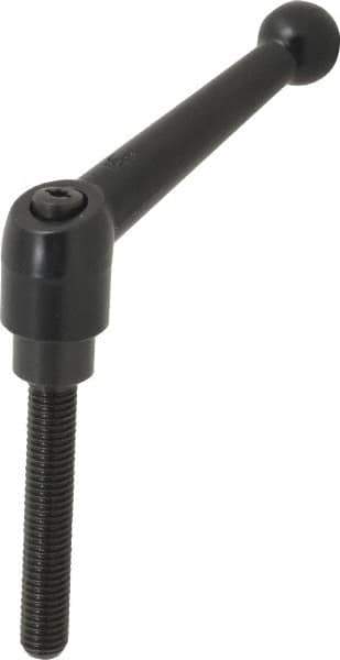 KIPP - M10 x 1.5, 21mm Hub Diam, Zinc Die Cast (Steel Components) Metric Threaded Stud Adjustable Clamping Lever - 60mm Stud Length, 90mm OAL, 57.5mm High - Industrial Tool & Supply