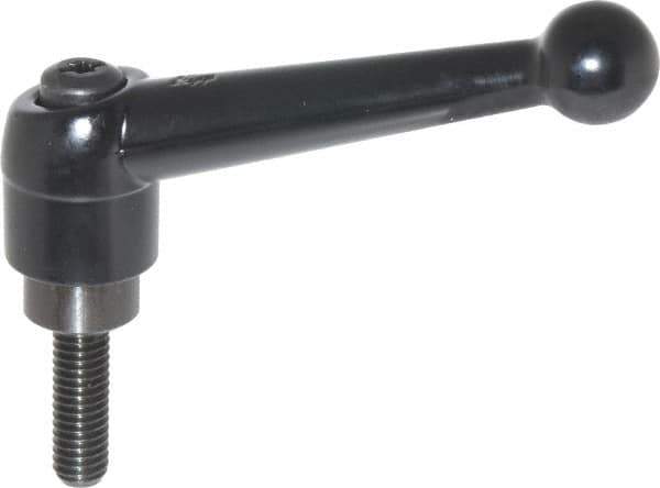 KIPP - 3/8-16, 0.98" Hub Diam, Zinc Die Cast (Steel Components) Threaded Stud Adjustable Clamping Lever - 1.18" Stud Length, 4-1/4" OAL, 2.64" High - Industrial Tool & Supply