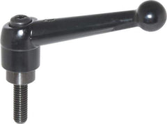 KIPP - 3/8-16, 0.98" Hub Diam, Zinc Die Cast (Steel Components) Threaded Stud Adjustable Clamping Lever - 1.18" Stud Length, 4-1/4" OAL, 2.64" High - Industrial Tool & Supply