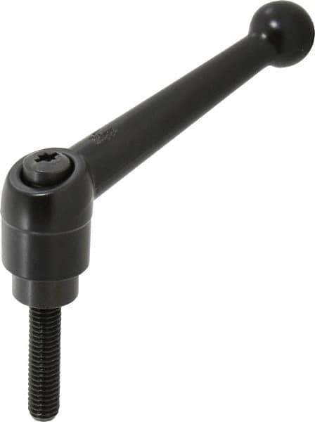KIPP - 3/8-16, 0.98" Hub Diam, Zinc Die Cast (Steel Components) Threaded Stud Adjustable Clamping Lever - 1.57" Stud Length, 4-1/4" OAL, 2.64" High - Industrial Tool & Supply