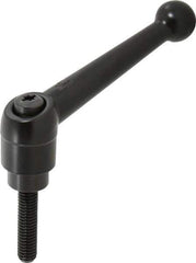 KIPP - 3/8-16, 0.98" Hub Diam, Zinc Die Cast (Steel Components) Threaded Stud Adjustable Clamping Lever - 1.57" Stud Length, 4-1/4" OAL, 2.64" High - Industrial Tool & Supply