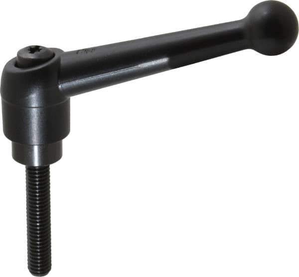 KIPP - 3/8-16, 0.98" Hub Diam, Zinc Die Cast (Steel Components) Threaded Stud Adjustable Clamping Lever - 1.97" Stud Length, 4-1/4" OAL, 2.64" High - Industrial Tool & Supply