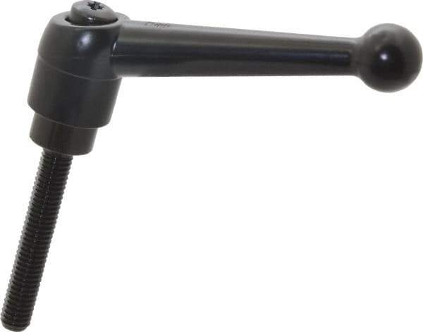 KIPP - 3/8-16, 0.98" Hub Diam, Zinc Die Cast (Steel Components) Threaded Stud Adjustable Clamping Lever - 2.36" Stud Length, 4-1/4" OAL, 2.64" High - Industrial Tool & Supply