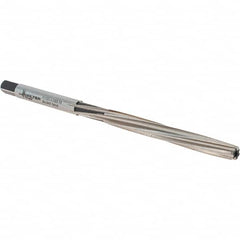 0.1575″ Diam, Straight Shank, 38mm Flute, Hand Reamer Spiral Flute, 2.99″ OAL, Left Hand Spiral, Right Hand Cut, 6 Flutes, High Speed Steel