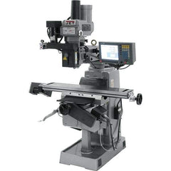 Jet - 9" Table Width x 49" Table Length, Variable Speed Pulley Control, 3 Phase Knee Milling Machine - R8 Spindle Taper, 3 hp - Industrial Tool & Supply
