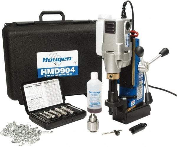 Hougen - 2" Travel, Portable Magnetic Drill Press - 450 RPM, 8 Amps, 1.25 hp, 920 Watts - Industrial Tool & Supply